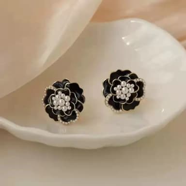 Black Flower Earrings