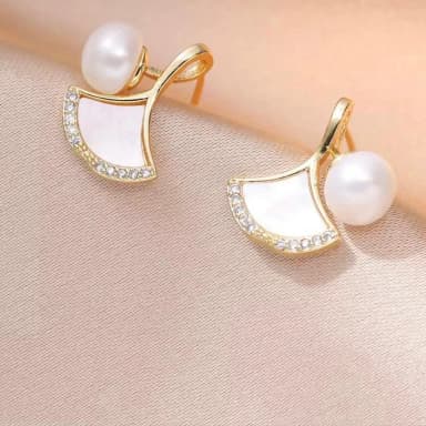 White Triangle Earrings