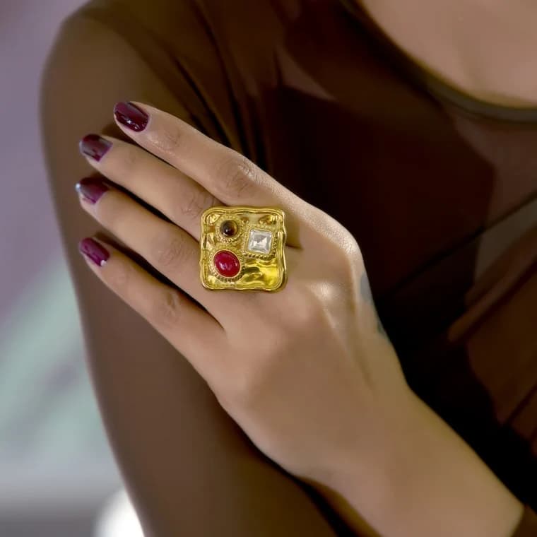 Bold Heritage Square Statement Ring