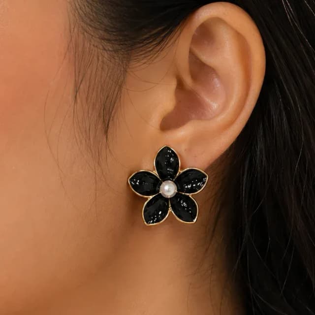Black Flower Earrings