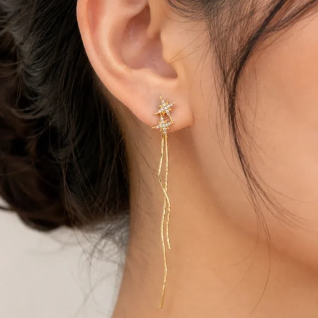 Double Star Long Earrings