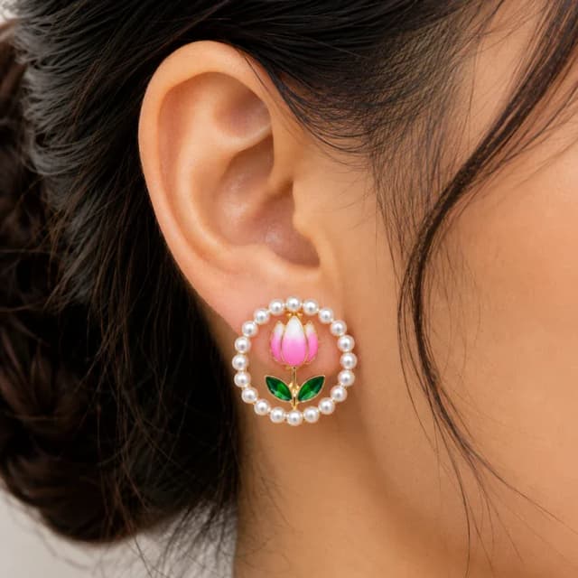 Ring Lotus Earrings