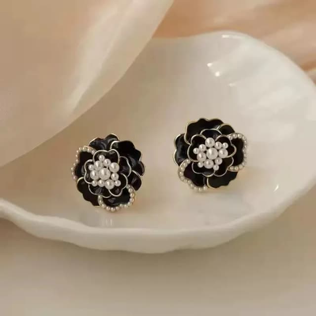 Black Flower Earrings