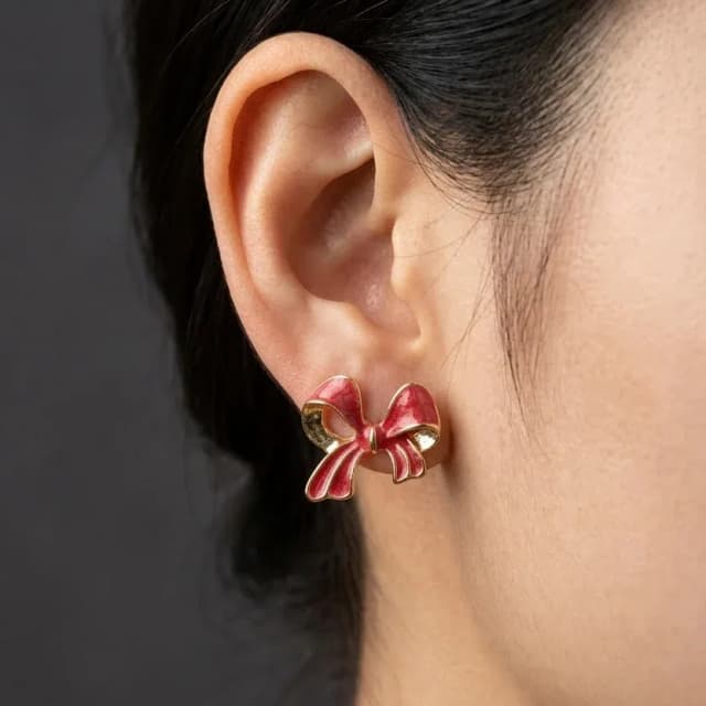 Red Bow Earrings