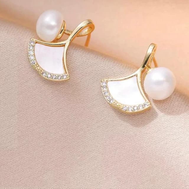 White Triangle Earrings